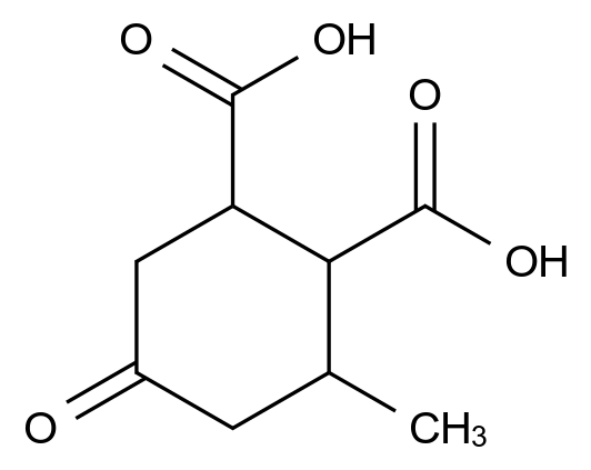 3-methyl-5-oxocyclohexane-1,2-dicarboxylic acid 3-methyl-5-oxocyclohexane-1,2-dicarboxylic acid CAS 15941-53-4 结构式 Chemical Structure