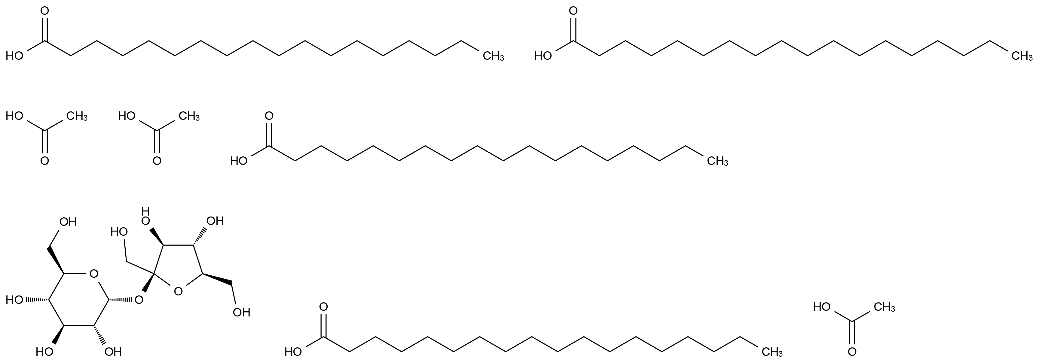  (2R,3R,4S,5R,6R)-3-Acetoxy-2-(((2R,3S,4S,5R)-3,4-dihydroxy-2,5-bis(hydroxymethyl)tetrahydrofuran-2-yl)oxy)-5-hydroxy-6-(hydroxymethyl)tetrahydro-2H-pyran-4-yl stearate CAS 52439-69-7 结构式 Chemical Structure