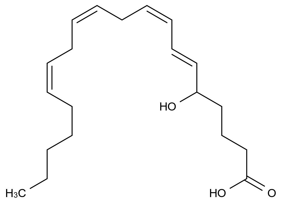  (6E,8Z,11Z,14Z)-5-Hydroxy-6,8,11,14-eicosatetraenoic acid CAS 71030-39-2 结构式 Chemical Structure