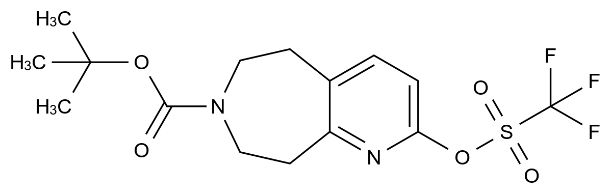 tert-Butyl 2-(((trifluoromethyl)sulfonyl)oxy)-8,9-dihydro-5H-pyrido[2,3-d]azepine-7(6H)-carboxylate 结构式