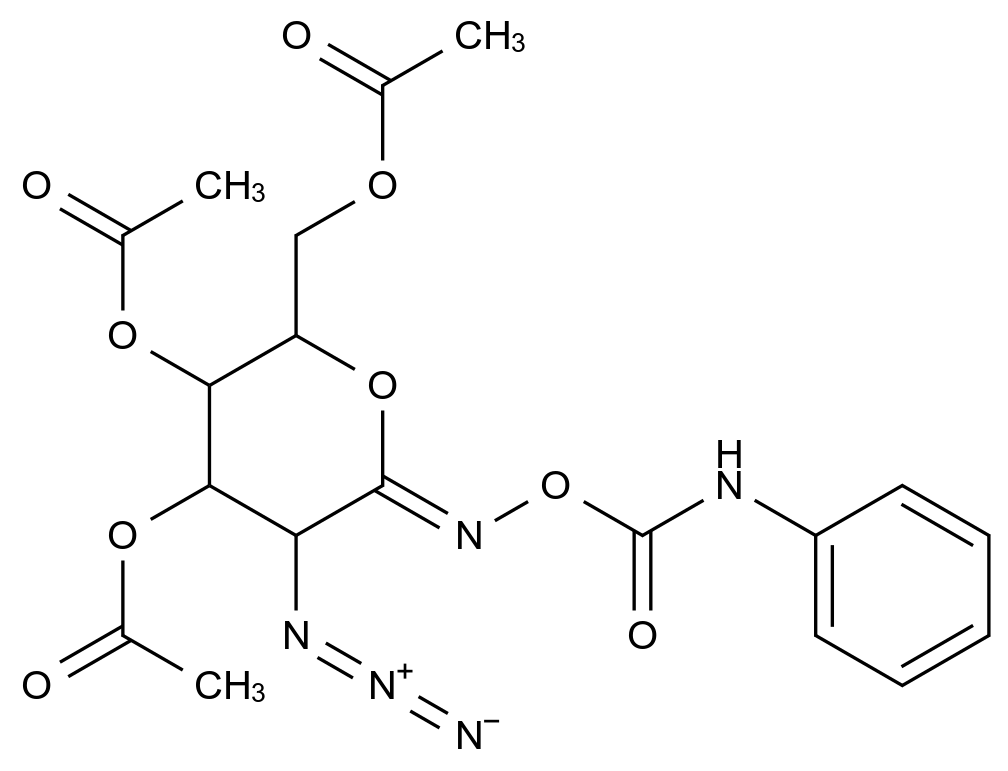  [(2R,3S,4R,5R,6E)-3,4-diacetyloxy-5-azido-6-(phenylcarbamoyloxyimino)oxan-2-yl]methyl acetate CAS 1228178-12-8 结构式 Chemical Structure