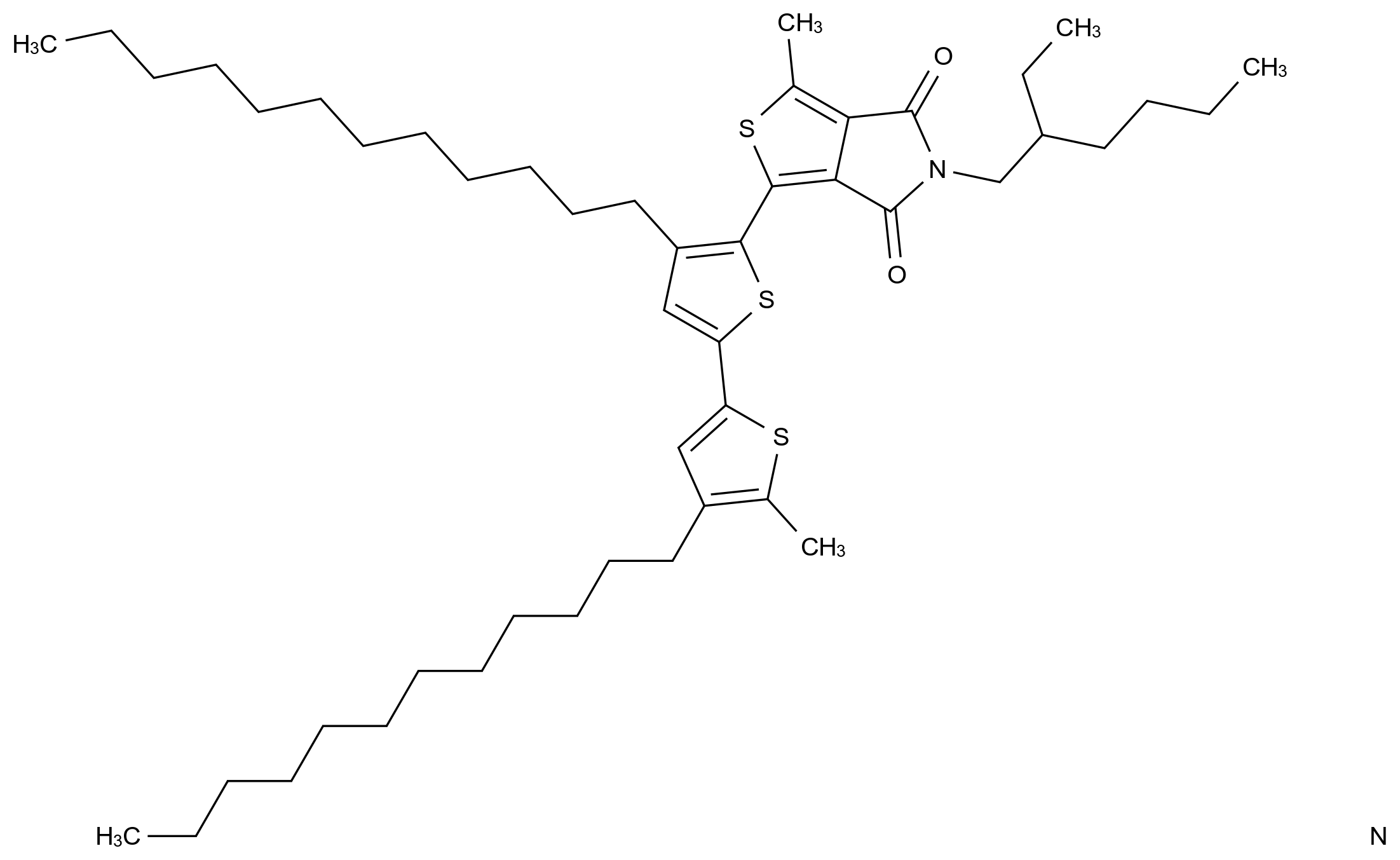  Poly[[5-(2-ethylhexyl)-5,6-dihydro-4,6-dioxo-4H-thieno[3,4-c]pyrrole-1,3-diyl](4,4′-didodecyl[2,2′-bithiophene]-5,5′-diyl)] CAS 1240372-42-2 结构式 Chemical Structure