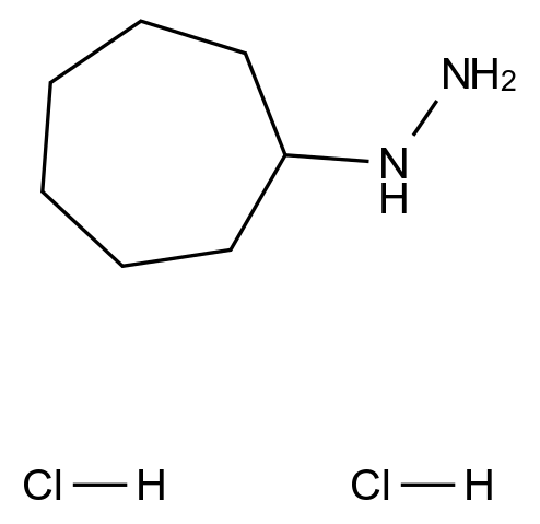 环庚基肼二盐酸盐 Cycloheptylhydrazine Dihydrochloride CAS 1258640-59-3 结构式 Chemical Structure