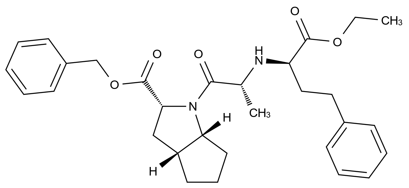 CAS No.:1356847-95-4,[2R,3aR,6aR]-1-[(2(R)-2-[[(1R)-1-Ethoxycarbonxyl)-3-phenylpropyl]amino]-1-oxopropyl]octahydrocyclopenta[6]pyrrole-2-carboxylic Acid Benzyl Ester