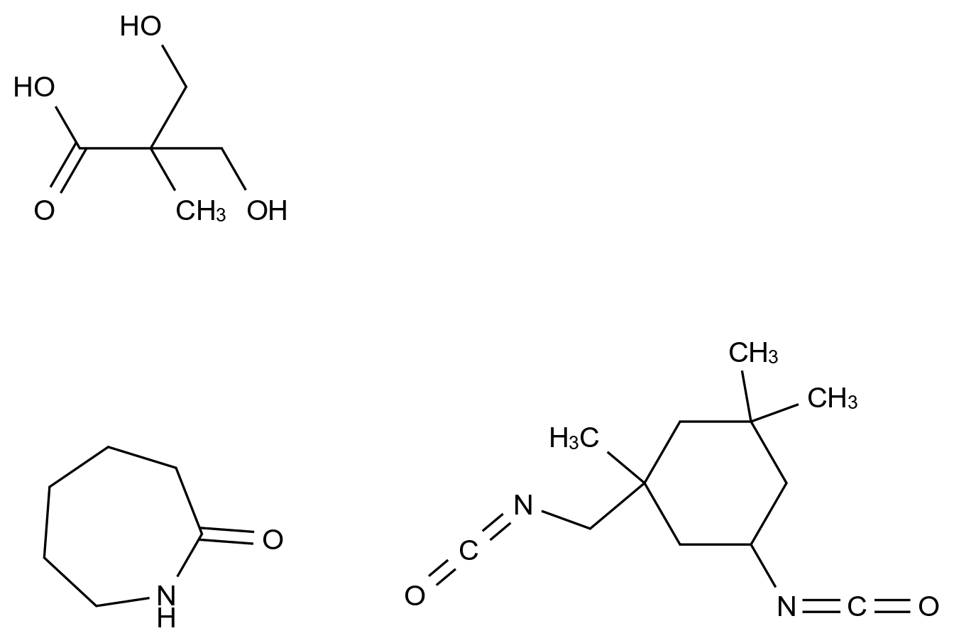 Propanoic acid, 3-hydroxy-2-(hydroxymethyl)-2-methyl-, polymer with 5-isocyanato-1-(isocyanatomethyl)-1,3,3-trimethylcyclohexane, caprolactam-blocked CAS 102923-77-3 chemical structure