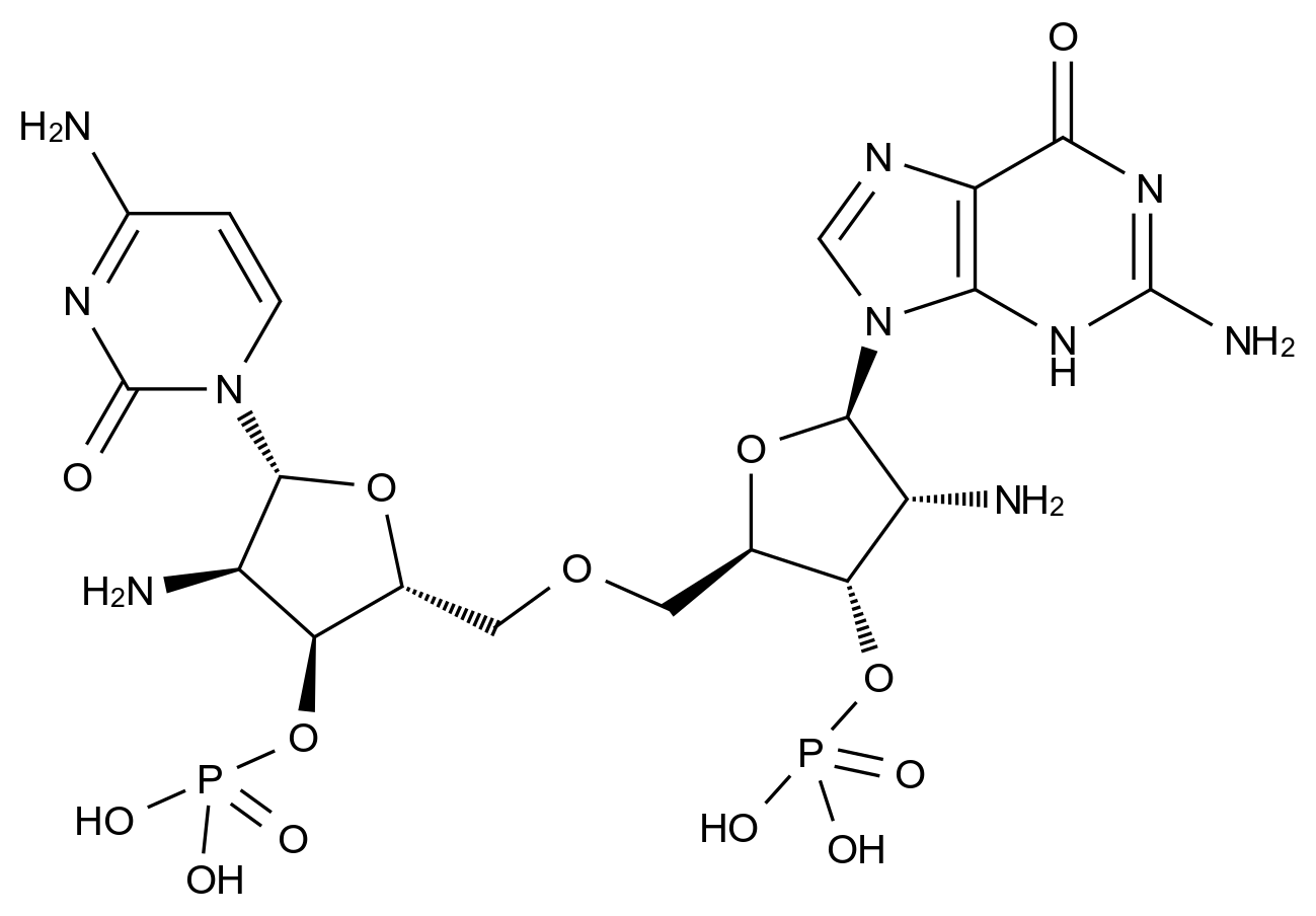 [(2R,3S,4R,5R)-4-amino-2-[[(2R,3S,4R,5R)-4-amino-5-(2-amino-6-oxo-3H-purin-9-yl)-3-phosphonooxyoxolan-2-yl]methoxymethyl]-5-(4-amino-2-oxopyrimidin-1-yl)oxolan-3-yl] dihydrogen phosphate标准品结构式