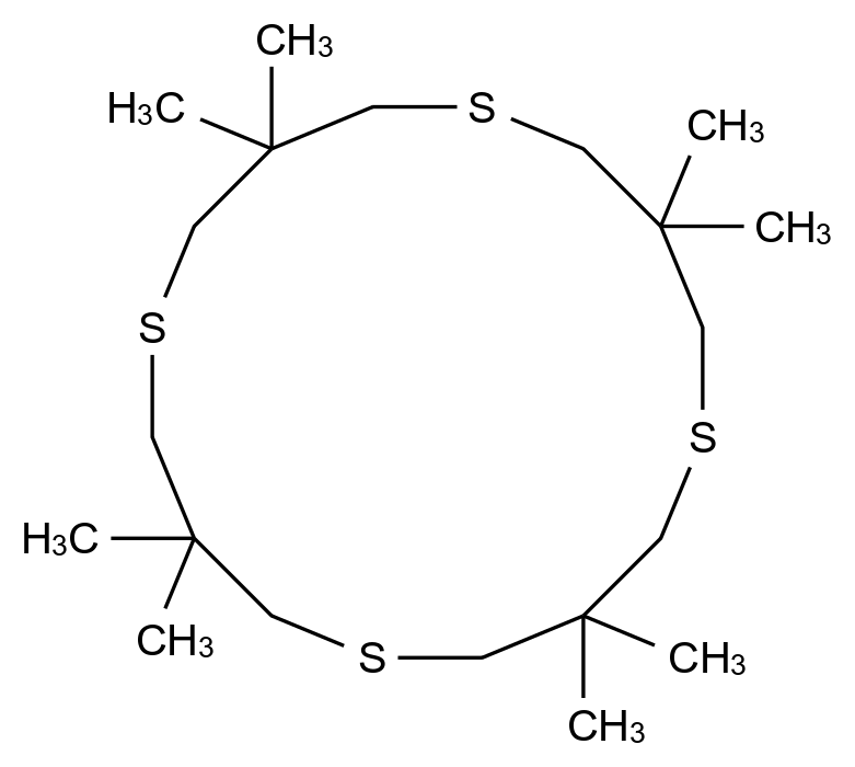 3,3,7,7,11,11,15,15-八甲基-1,5,9,13-四硫杂环十六烷 3,3,7,7,11,11,15,15-Octamethyl-1,5,9,13-tetrathiacyclohexadecane CAS 110935-37-0 结构式 Chemical Structure