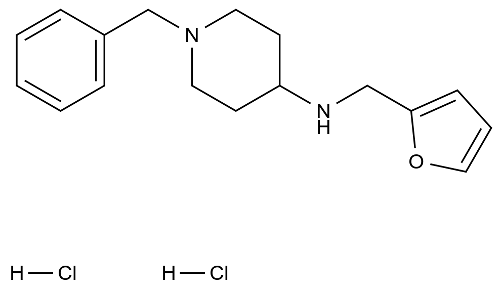 1-Benzyl-N-[(furan-2-yl)methyl]piperidin-4-amine dihydrochloride CAS 1158775-85-9 结构式 Chemical Structure