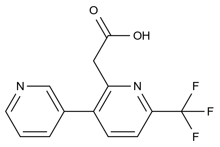  2-(3-(Pyridin-3-yl)-6-(trifluoromethyl)pyridin-2-yl)acetic acid CAS 1214387-60-6 结构式 Chemical Structure