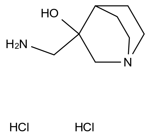3-(aminomethyl)-1-azabicyclo[2.2.2]octan-3-ol dihydrochloride 3-(aminomethyl)-1-azabicyclo[2.2.2]octan-3-ol dihydrochloride CAS 128200-12-4 结构式 Chemical Structure