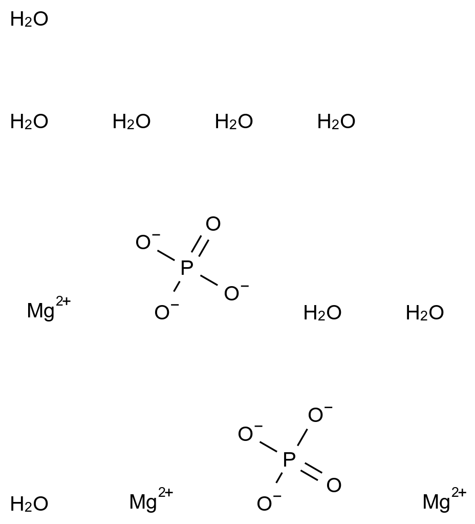 Magnesium phosphate tribasic octahydrate purum p.a., ≥97.0% (KT) Magnesium phosphate tribasic octahydrate purum p.a., ≥97.0% (KT) CAS 13446-23-6 结构式 Chemical Structure
