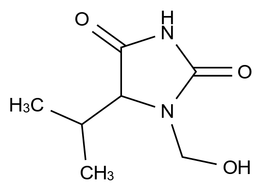  1-(Hydroxymethyl)-5-isopropylimidazolidine-2,4-dione CAS 141702-80-9 结构式 Chemical Structure