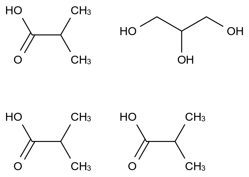  Propane-1,2,3-triyl tris(2-methylpropanoate) CAS 14295-64-8 结构式 Chemical Structure