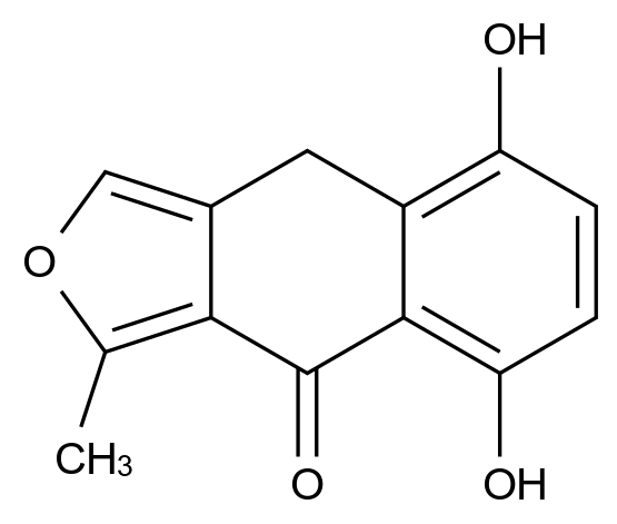 5,8-二羟基-3-甲基萘[2,3-c]呋喃-4(9H)-酮 5,8-Dihydroxy-3-methylnaphtho[2,3-c]furan-4(9H)-one CAS 150045-18-4 结构式 Chemical Structure