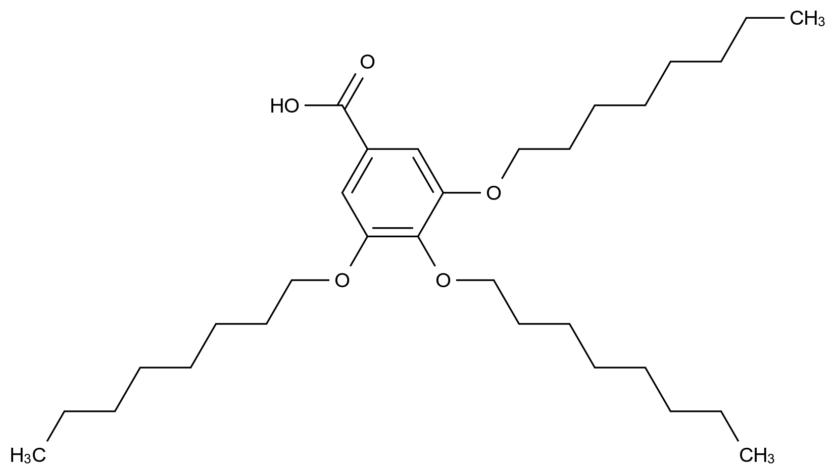  3,4,5-Tris(octyloxy)benzoic acid CAS 157980-09-1 结构式 Chemical Structure