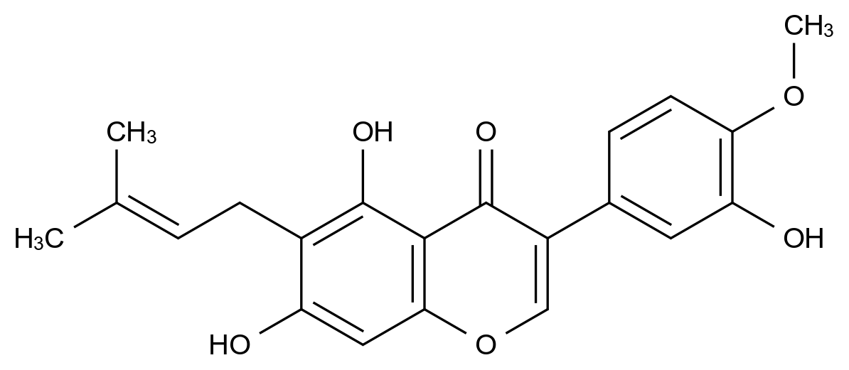 [124596-86-7]5,7-dihydroxy-3-(3-hydroxy-4-methoxyphenyl)-6-(3-methylbut-2-enyl)chromen-4-one