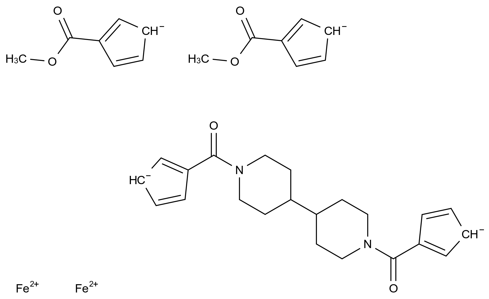  1,1′′-([4,4′-Bipiperidine]-1,1′-diyldicarbonyl)bis[1′-(methoxycarbonyl)ferrocene] CAS 130882-76-7 结构式 Chemical Structure