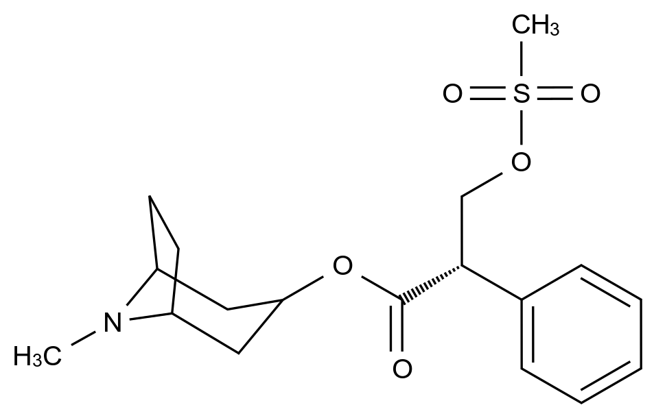  8-Methyl-8-azabicyclo[3.2.1]Octan-3-yl (2S)-3-((methylsulfonyl)oxy)-2-phenylpropanoate CAS 1313716-46-9 结构式 Chemical Structure