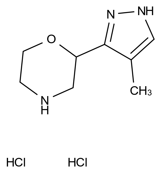  2-(4-MEthyl-1h-pyrazol-3-yl)morpholine dihydrochloride CAS 1368387-09-0 结构式 Chemical Structure
