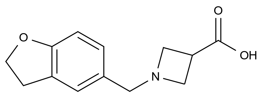  1-((2,3-Dihydrobenzofuran-5-yl)methyl)azetidine-3-carboxylic acid CAS 1486214-01-0 结构式 Chemical Structure