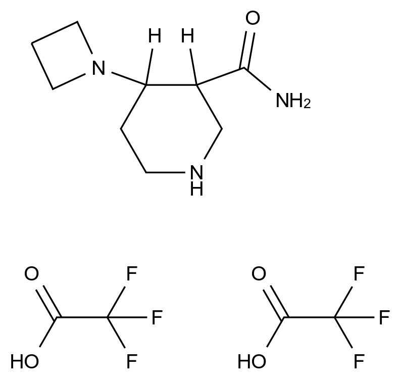  (3S,4R)-4-(Azetidin-1-yl)piperidine-3-carboxamide bis(2,2,2-trifluoroacetate) CAS 1624261-48-8 结构式 Chemical Structure