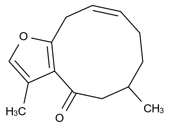 (E)-3,6-Dimethyl-5,6,7,8-tetrahydrocyclodeca[b]furan-4(11H)-one CAS 401458-81-9 chemical structure