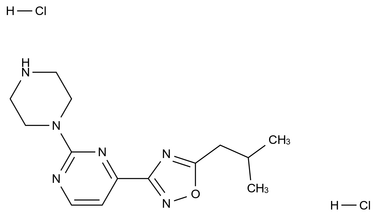  4-(5-Isobutyl-1,2,4-oxadiazol-3-yl)-2-piperazin-1-ylpyrimidine dihydrochloride CAS 1177093-07-0 结构式 Chemical Structure