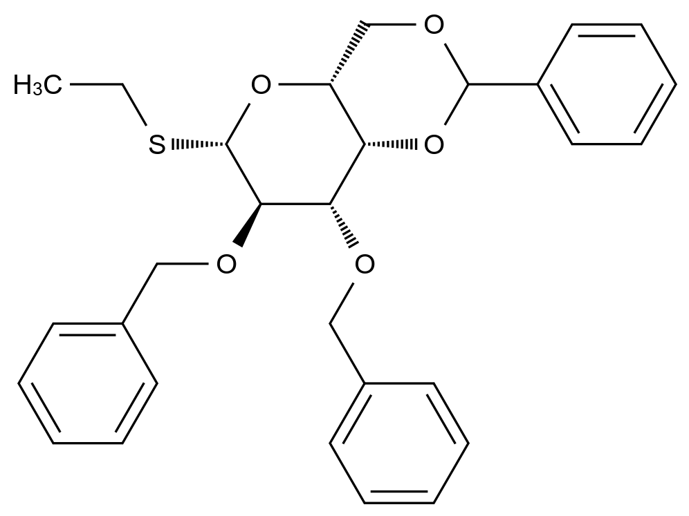  (4AR,6S,7R,8S,8aS)-7,8-bis(benzyloxy)-6-(ethylthio)-2-phenylhexahydropyrano[3,2-d][1,3]dioxine CAS 1208999-29-4 结构式 Chemical Structure