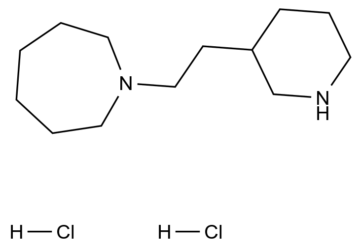  1-[2-(3-Piperidinyl)ethyl]azepane dihydrochloride CAS 1220018-06-3 结构式 Chemical Structure