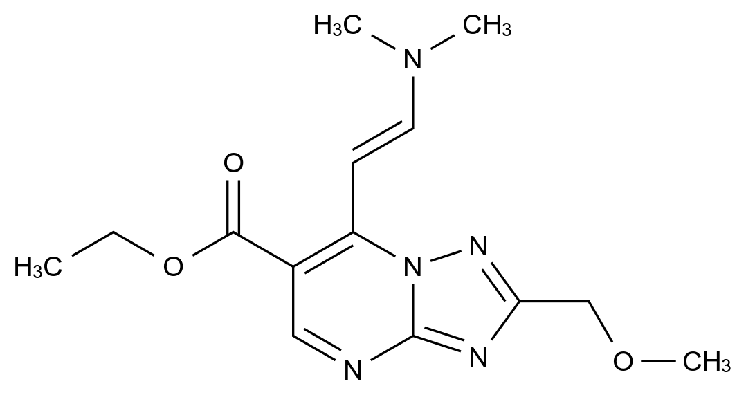 Ethyl (E)-7-(2-(dimethylamino)vinyl)-2-(methoxymethyl)-[1,2,4]triazolo[1,5-a]pyrimidine-6-carboxylate CAS 1374510-83-4 chemical structure