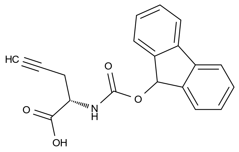  (S)-2-((((9H-Fluoren-9-yl)oxy)carbonyl)amino)pent-4-ynoic acid CAS 1632296-20-8 结构式 Chemical Structure
