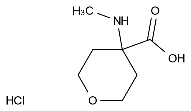  4-(Methylamino)tetrahydro-2H-pyran-4-carboxylic acid hydrochloride CAS 1803595-85-8 结构式 Chemical Structure