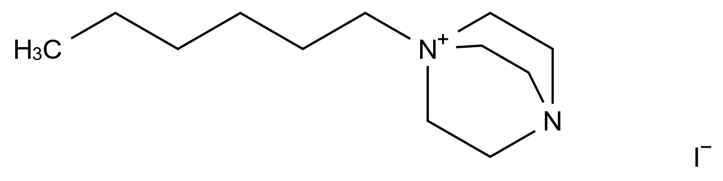 1-Hexyl-1,4-diazabicyclo[2.2.2]octan-1-ium Iodide 结构式