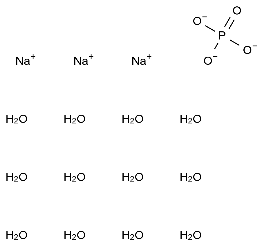 正磷酸钠 十二水合物 Sodium orthophosphate dodecahydrate CAS 10101-89-0 结构式 Chemical Structure
