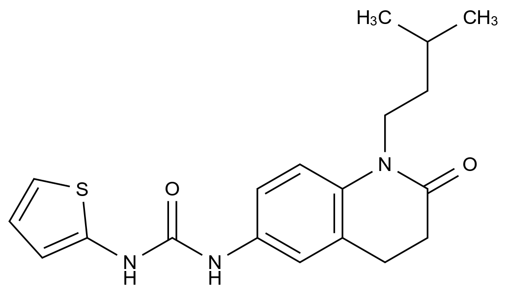 1-(1-Isopentyl-2-oxo-1,2,3,4-tetrahydroquinolin-6-yl)-3-(thiophen-2-yl)urea CAS 1171925-70-4 chemical structure
