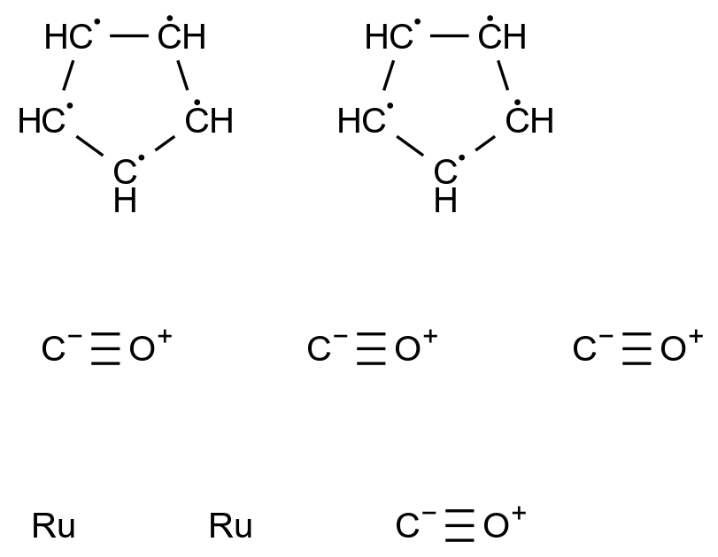 双(环戊二烯基钌二羰基)二聚体 Bis(cyclopentadienylruthenium dicarbonyl) dimer CAS 12132-87-5 结构式 Chemical Structure