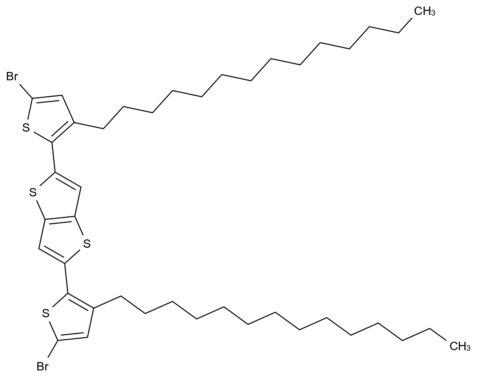  2,5-Bis(5-bromo-3-tetradecylthiophen-2-yl)thieno[3,2-b]thiophene CAS 1246521-88-9 结构式 Chemical Structure
