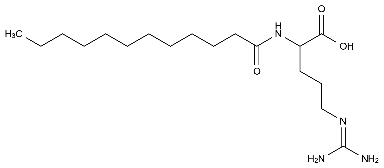 2-十二酰胺基-5-胍基戊酸 2-Dodecanamido-5-guanidinopentanoic acid CAS 133849-37-3 结构式 Chemical Structure