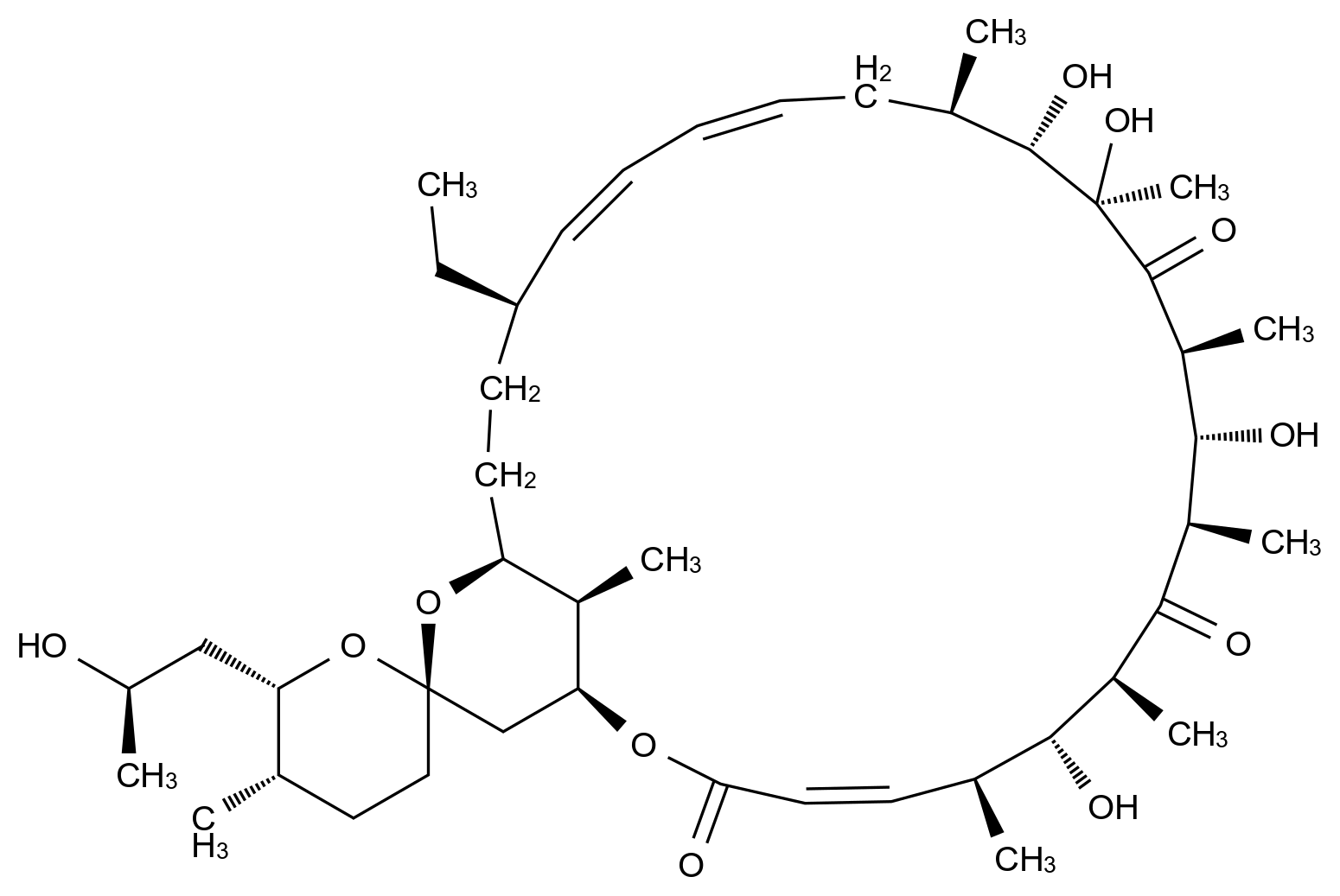  (1S,4E,5'S,6S,6'S,7R,8S,10R,11R,12S,14R,15S,16R,18E,20E,22R,25S,27R,29R)-22-Ethyl-7,11,14,15-tetrahydroxy-6'-((R)-2-hydroxypropyl)-5',6,8,10,12,14,16,29-octamethyl-3',4',5',6'-tetrahydro-2,26-dioxaspiro[bicyclo[23.3.1]nonacosane-27,2'-pyran]-4,18,20-triene-3,9,13-trione CAS 1404-59-7 结构式 Chemical Structure