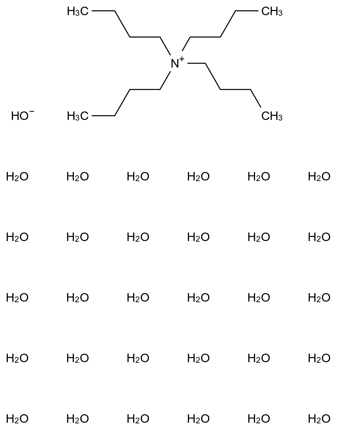 四丁基氢氧化铵 30 水合物 Tetrabutylammonium hydroxide 30 hydrate CAS 147741-30-8 结构式 Chemical Structure
