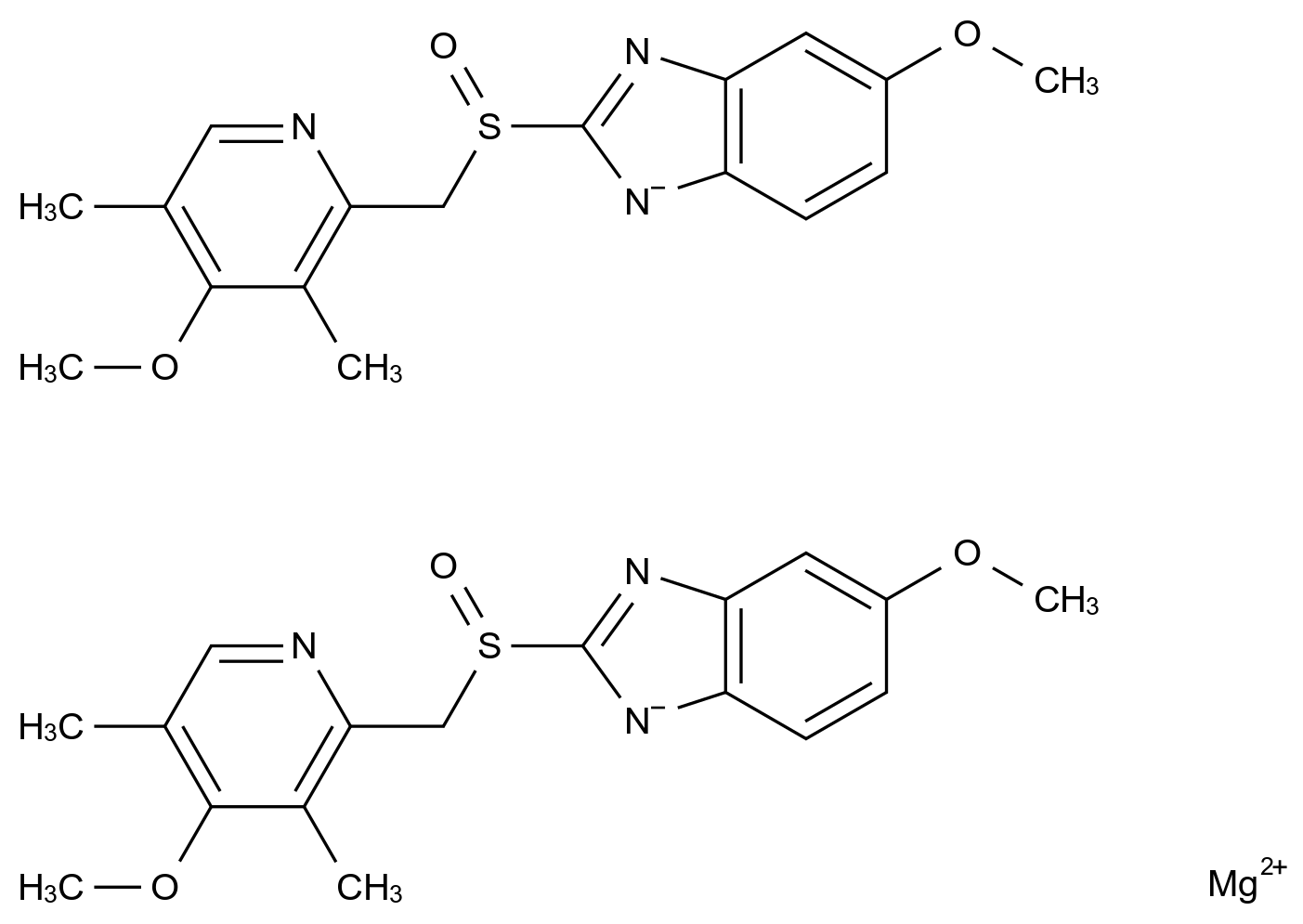 艾司奥美拉唑镁 Esomeprazole Magnesium CAS 161973-10-0 结构式 Chemical Structure