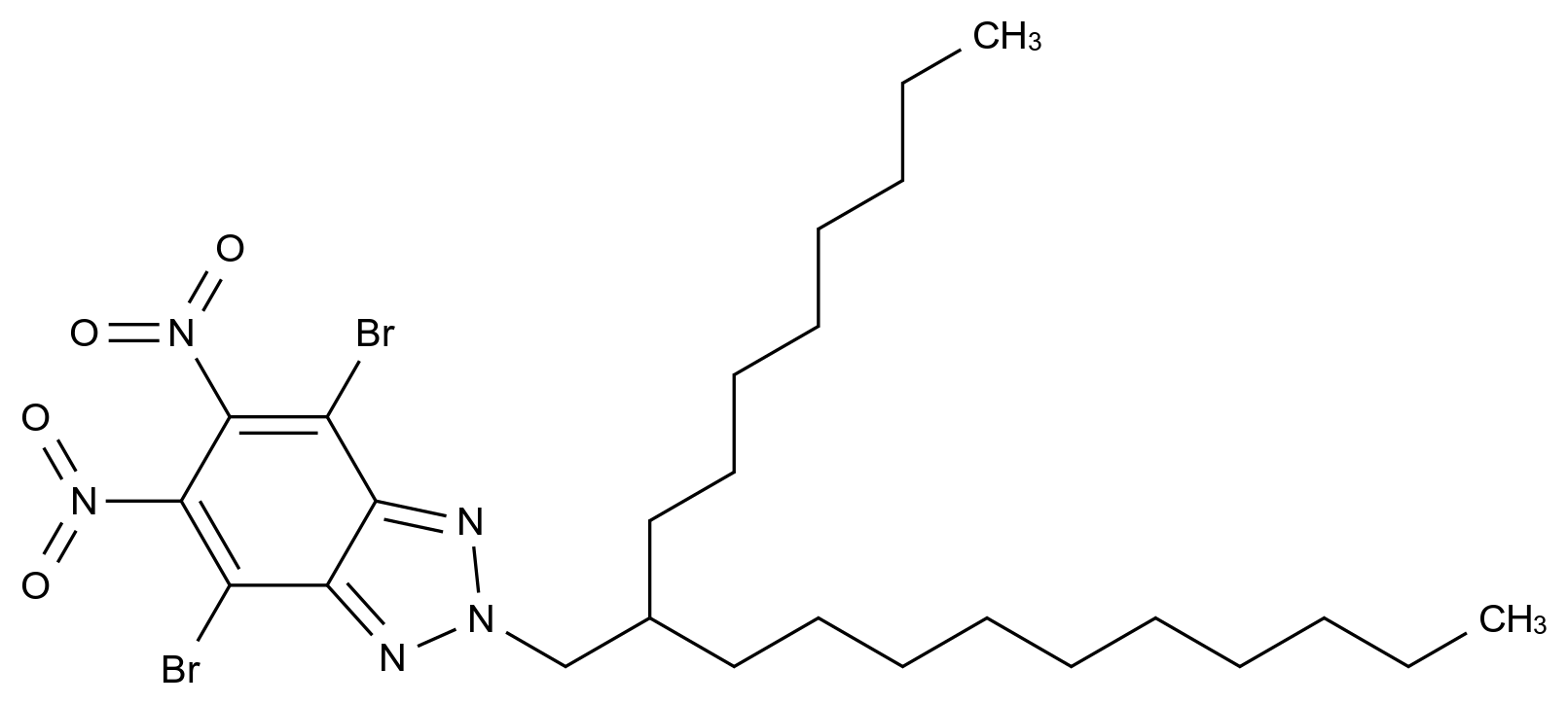  4,7-Dibromo-5,6-dinitro-2-(2-octyldodecyl)-2H-benzo[d][1,2,3]triazole CAS 1674364-99-8 结构式 Chemical Structure