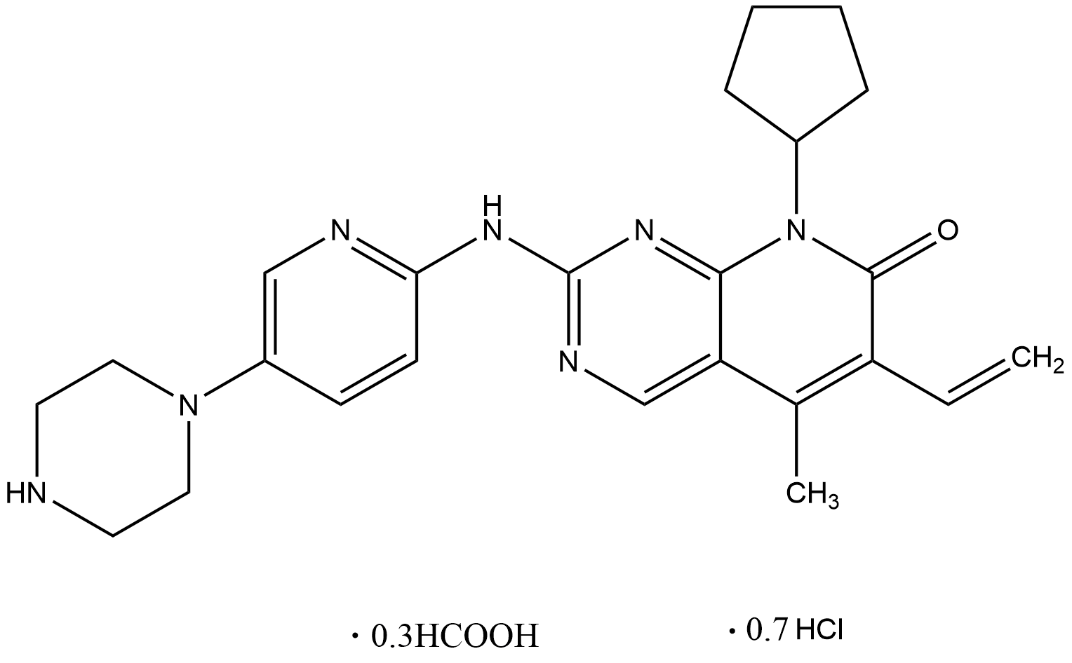 CAS No.:2204863-06-7(free base),Palbociclib Impurity 77 0.7HCl 0.3HCOOH