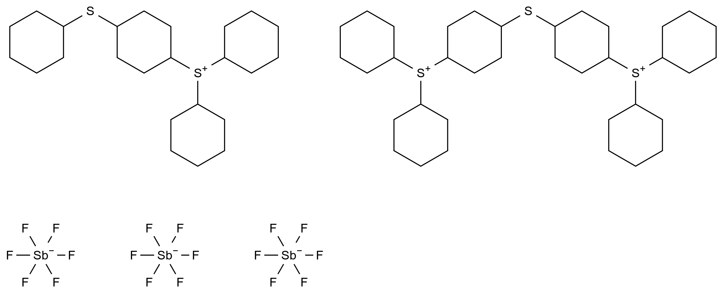 三芳基锍六氟锑酸盐混合物 Triarylsulfonium hexafluoroantimonate mixture CAS 109037-75-4 结构式 Chemical Structure