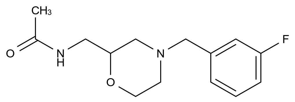 N-((4-(3-氟苄基)吗啉-2-基)甲基)乙酰胺 N-((4-(3-fluorobenzyl)morpholin-2-yl)methyl)acetamide CAS 112913-92-5 结构式 Chemical Structure