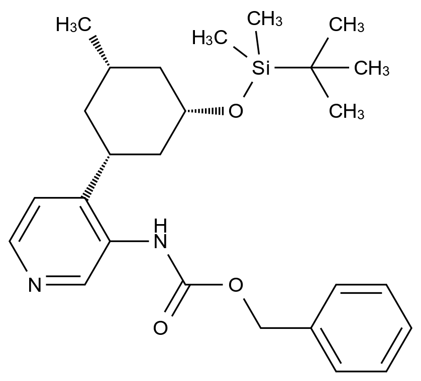  Rel-benzyl (4-((1r,3s,5s)-3-((tert-butyldimethylsilyl)oxy)-5-methylcyclohexyl)pyridin-3-yl)carbamate CAS 1187055-99-7 结构式 Chemical Structure