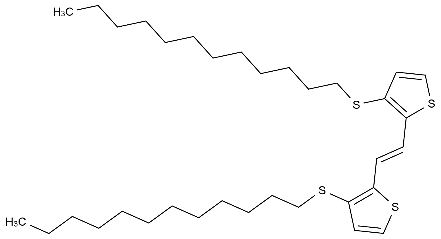  1,2-Bis(3-(dodecylthio)thiophen-2-yl)ethene CAS 1235883-28-9 结构式 Chemical Structure