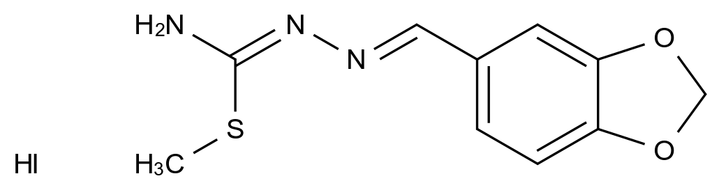  2,3-Diaza-4-benzo[3,4-d]1,3-dioxolan-5-yl-1-methylthiobuta-1,3-dienylamine, hydroiodide CAS 1274947-83-9 结构式 Chemical Structure