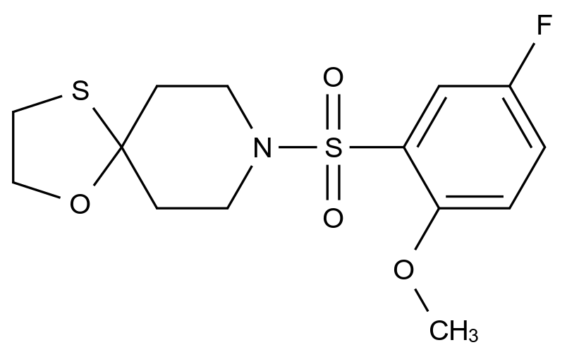  8-((5-Fluoro-2-methoxyphenyl)sulfonyl)-1-oxa-4-thia-8-azaspiro[4.5]decane CAS 1351607-59-4 结构式 Chemical Structure