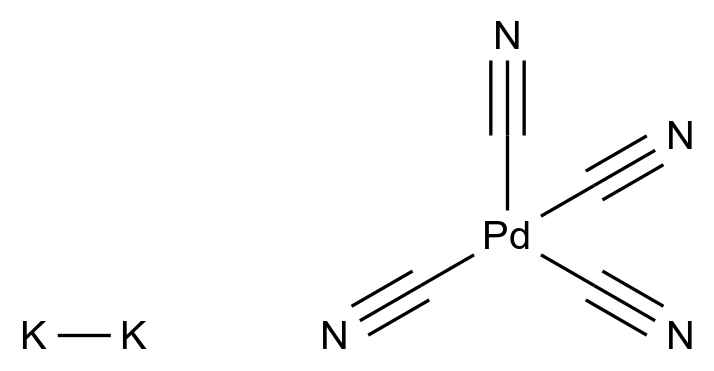  Potassium tetracyanopalladate(II) CAS 14516-46-2 结构式 Chemical Structure